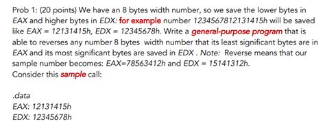 Solved Prob 1 20 Points We Have An 8 Bytes Width Number