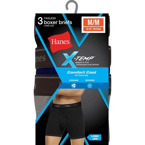 Hanes Men S X Temp Long Leg Boxer Brief 3 Pk Underwear Clothing And Accessories Shop The