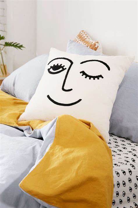 Winky Embroidered Pillow Urban Outfitters Quirky Home Decor Diy Home