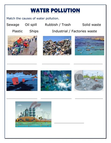 Water Pollution Interactive Worksheet Pollution Activities