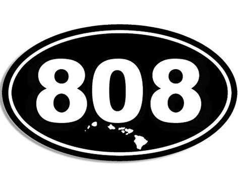 American Vinyl Black Oval 808 Hawaii Area Code Sticker Maui Hi