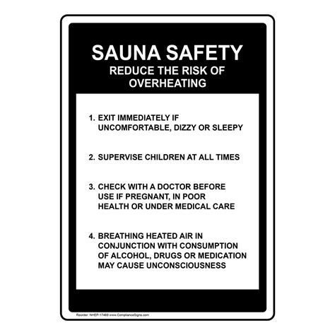 White Vertical Sign Sauna Safety Reduce The Risk Of Overheating