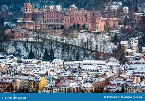 Heidelberg Castle And Old Town Stock Photo Image Of Covered