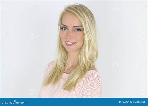 beautiful blond girl smiling stock image image of background happy 76725143
