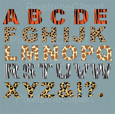 Animal Print Alphabet Clipart Leopard Print Letters Abc Zebra Print