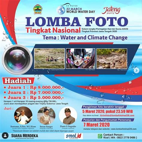 Dengan adanya peringatan hari air sedunia, kita diingatkan bahwa persediaan air bersih semakin berkurang padahal jumlah. Lomba Foto Hari Air Sedunia 2020 - Lombapad.com