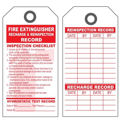 No obstruction to access, 3. Fire Extinguisher Reinspection & Recharge Tag | DesignsnPrint