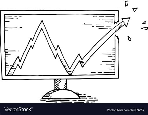 Computer Hand Drawing With Stock Market Royalty Free Vector
