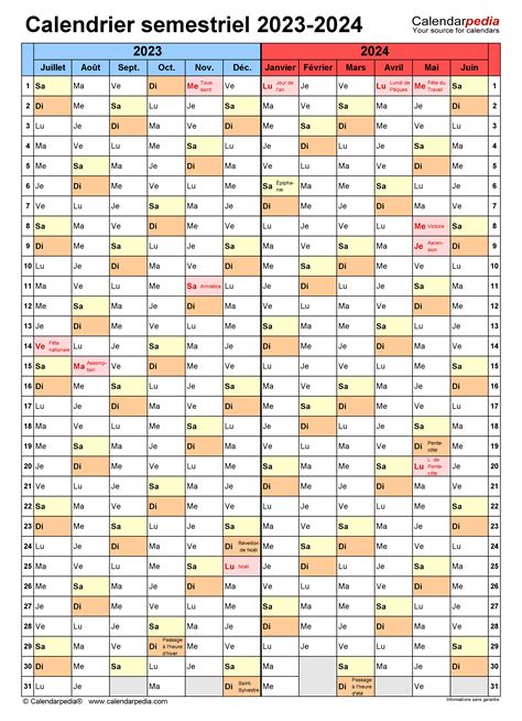 Calendrier Scolaire 2023 2024 Excel Word Et Pdf Calendarpedia Images