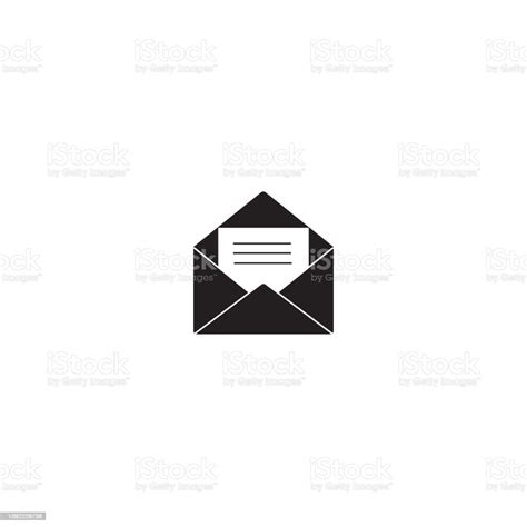 Vector Envelope Black Flat Opened Envelope Isolated On A Background