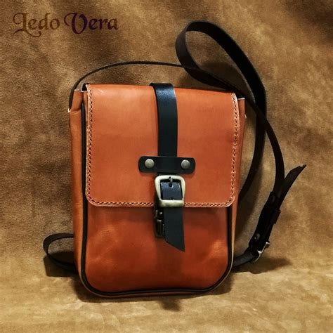Small Brown Leather Crossbody Bag Handmade Unisex Leather Etsy
