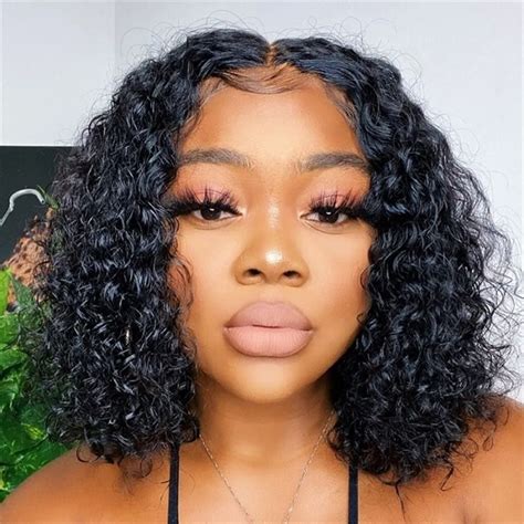 Curly Bob Wig Lace Front Human Hair Wigs For Black Women 8 14 Inch