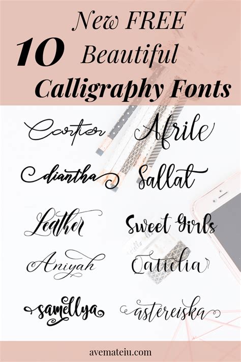 10 New Free Beautiful Calligraphy Fonts Ave Mateiu Free Script Fonts