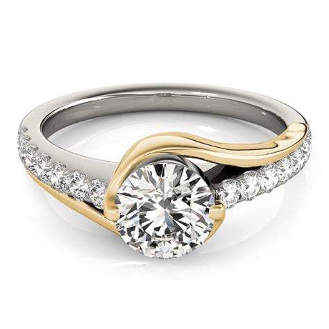 Solitaire Engagement Ring Diamond Accented 14k Two Tone Gold 1ct Ng249