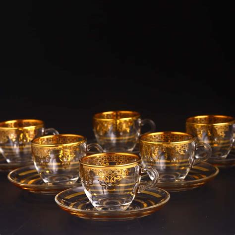 Gold Espresso Size Turkish Coffee Cups Set For Six Person FairTurk Com