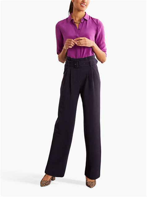 Boden Powis Wide Leg Trousers Navy At John Lewis And Partners