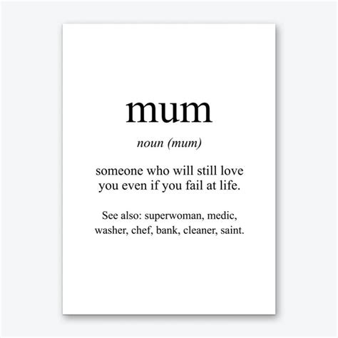 Mum Meaning Print Art Print Mum Quotes From Daughter Mom Life Quotes