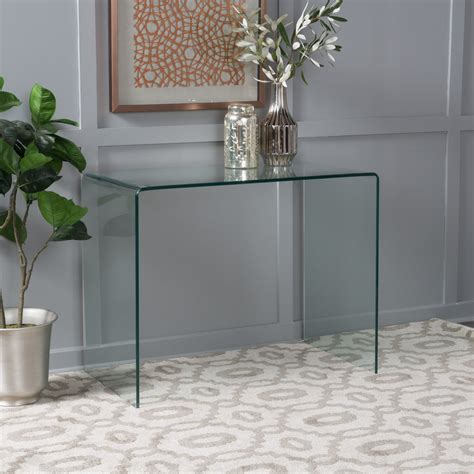 Classon Modern Rectangular Tempered Glass Console Table Gdf Studio