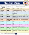 Question Words, Meanings and Example Sentences - English Grammar Here