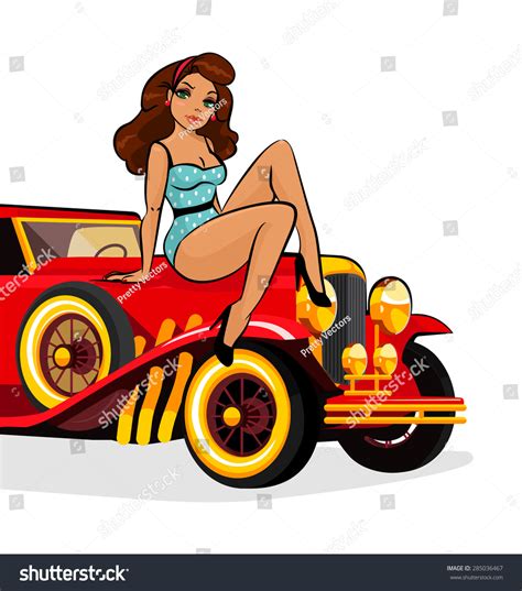 Vector Pin Girl On Car 库存矢量图（免版税）285036467 Shutterstock
