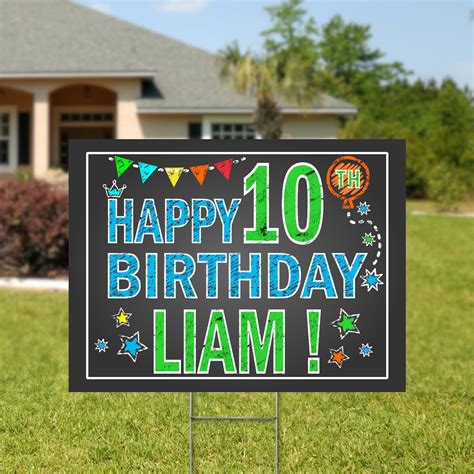 Happy Birthday Yard Sign Lawn Sign Coroplast Corrugated Plastic Blue