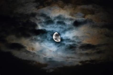 Moon Clouds Night Sky Dark Overcast Hd Wallpaper Peakpx