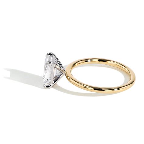 Yellow Gold Ultra Thin Radiant Solitaire Engagement Ring Setting