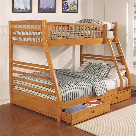 Bunks Twin Over Full Bunk Bed With 2 Drawers And Attached Ladder 460181 5 Colors Silver