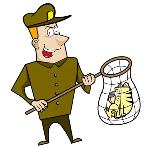 Cartoon Animal Control Officer With Net Stock Vector Image By ©kchungtw