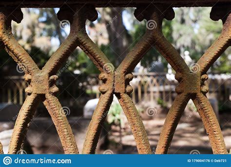 Old Metal Fence With Repeating Pattern Stock Photo Image
