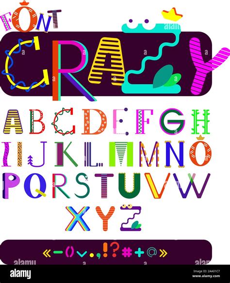 Funny Kids Font Colorful Different Letters Cartoon Crazy Style Letters
