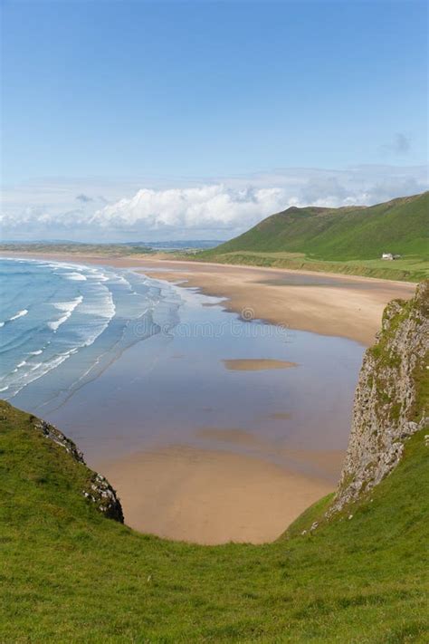 The Gower South Wales Rhossili One Of The Best Beaches In The Uk Stock