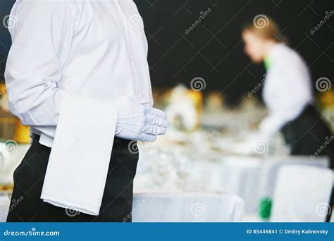 Catering Service Waiter On Duty In Restaurant Stock Image Image Of