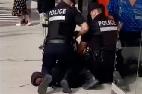 video of montreal police kneeling on black teenager spurs outcry the new york times