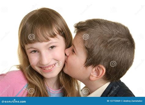 Babe Kisses The Girl On Cheek Stock Image Image Of Headshot Horizontal