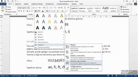 Efectos tipográficos Word 2013 YouTube