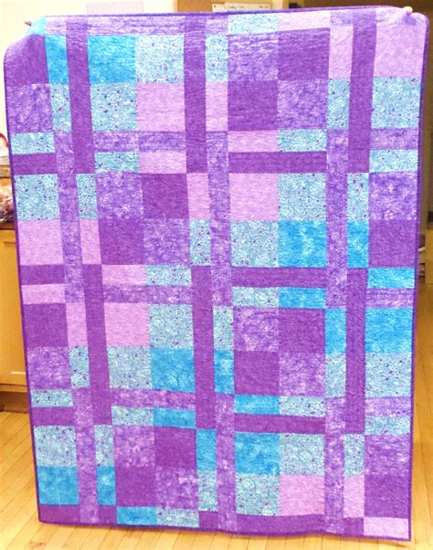 Purple And Teal Disappearing Nine Patch Variation Nine Patch Quilt