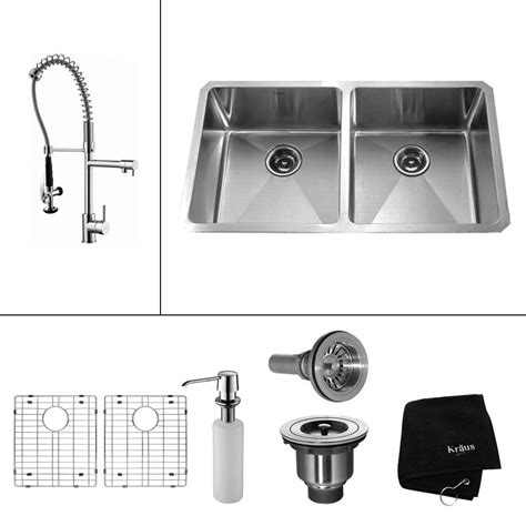 Everyday low prices + free shipping on eligible orders. KRAUS All-in-One Undermount Stainless Steel 33 in. 50/50 ...