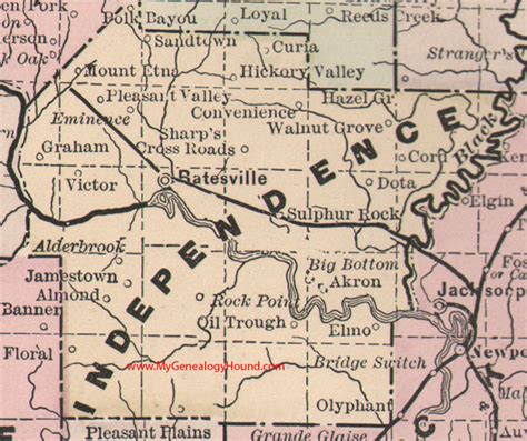 Independence County Arkansas 1889 Map