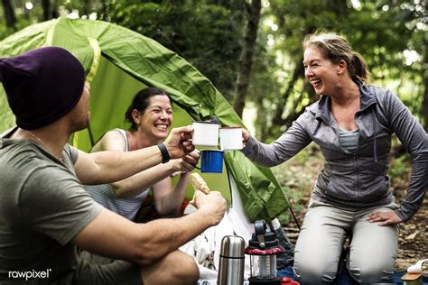 Group Of Diverse Friends Camping In The Forest Premium Image By