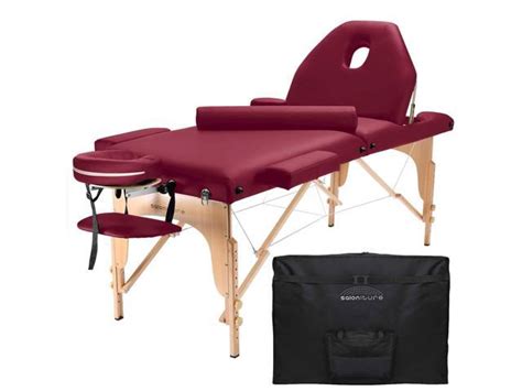 Saloniture Professional Portable Massage Table With Backrest Burgundy
