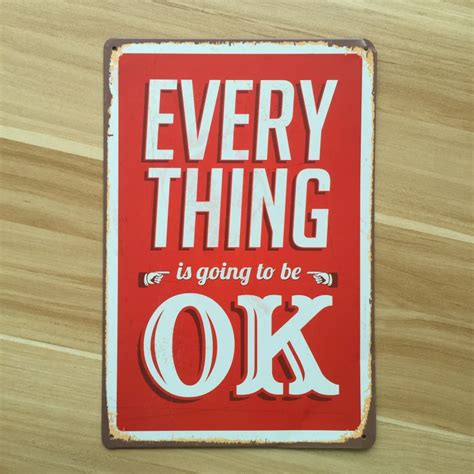 Letter Signs Everything Is Ok Metal Tin Signs Malt Vintage Home