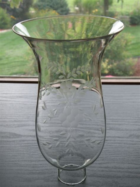 Vintage Floral Etch 8 12 Hurricane Candelabra Candlestick Glass Shade