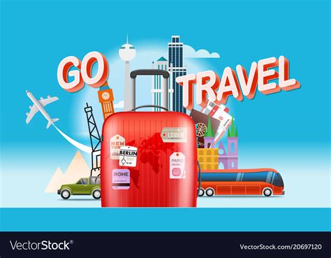 Vacation Travelling Concept Go Travel Travel Vector Image