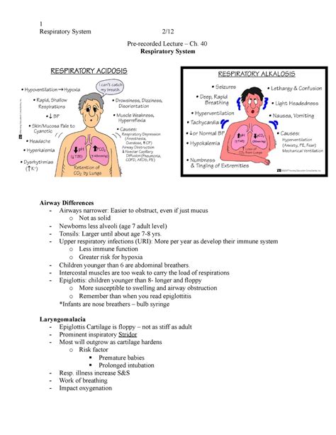 Respiratory Lecture Respiratory System 2 Pre Recorded Lecture Ch