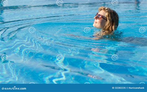 Blond Girl Swimming In A Pool Stock Image Image Of Sunglasses Swimming 32282235