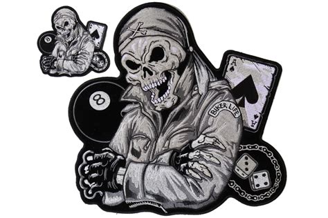 Set Of 2 Small And Large Biker Skull Patches By Ivamis Patches