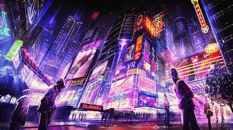 Hd Wallpaper Night Cyberpunk Futuristic City Artwork