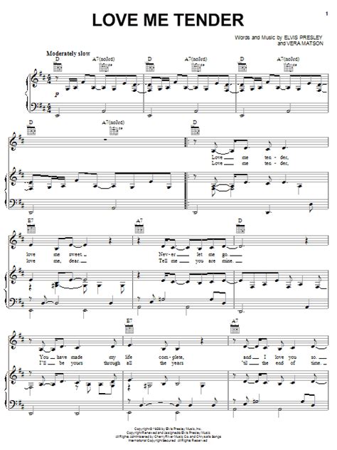 Love Me Tender Sheet Music Norah Jones Piano Vocal And Guitar Chords