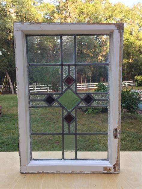 Stain Glass Window Leaded Antique Salvage Etsy Stained Glass